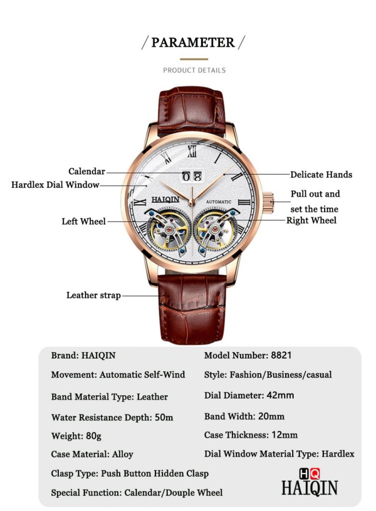 Haiqin Mechanical Wrist Watch Tourbillon Product Details